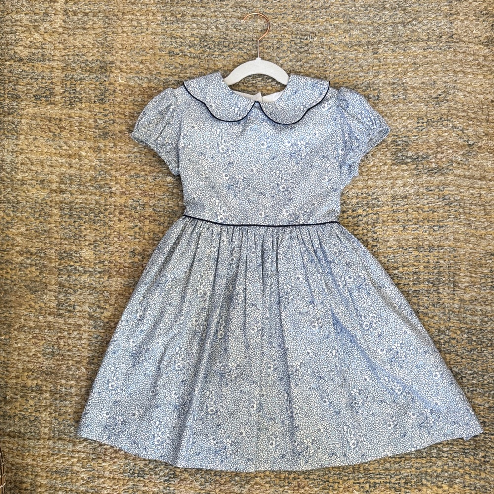 Bella Bliss Blue and White Floral Girls Dress Size 5 excellent condition
